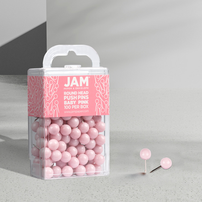 Baby Pink Round Pushpins - 100 Pack