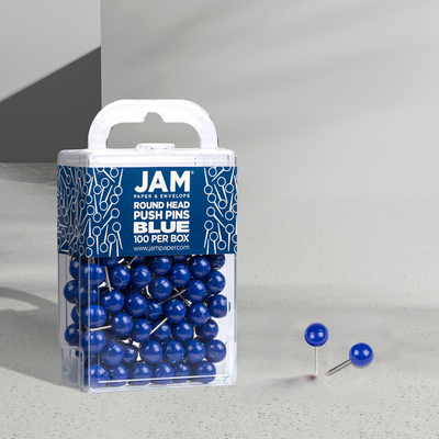 Blue Round Pushpins - 100 Pack