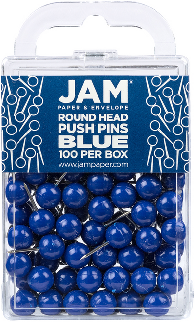 Blue Round Pushpins - 100 Pack