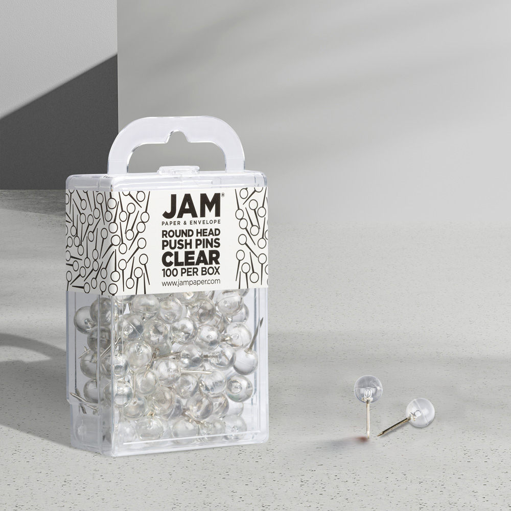 Clear Round Pushpins - 100 Pack