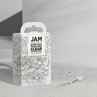 Clear Round Pushpins - 100 Pack