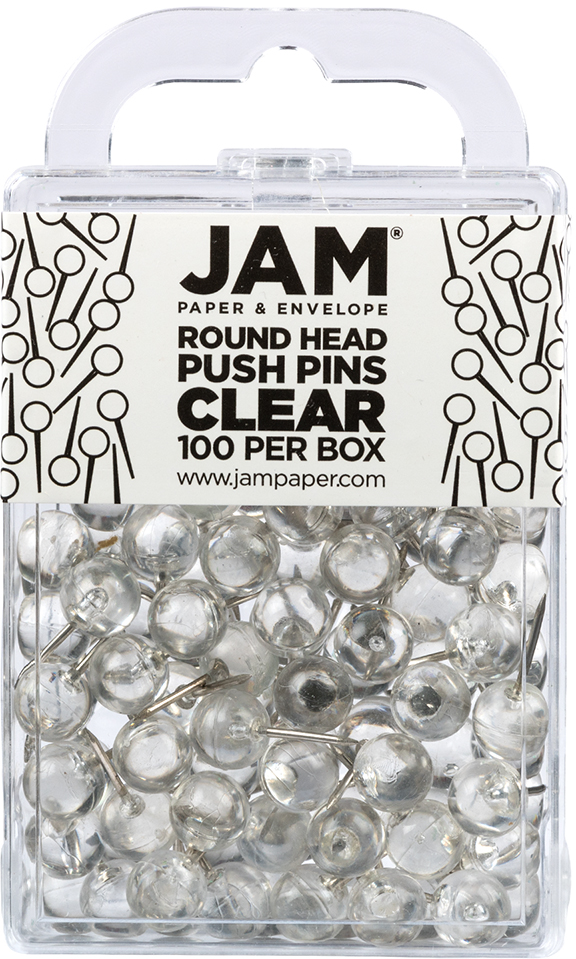 Clear Round Pushpins - 100 Pack