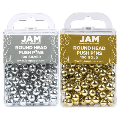 Gold and Silver Round Pushpins - 200 Pack