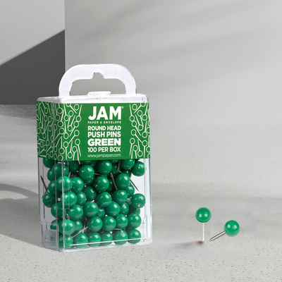 Green Round Pushpins - 100 Pack