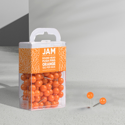 Orange Round Pushpins - 100 Pack