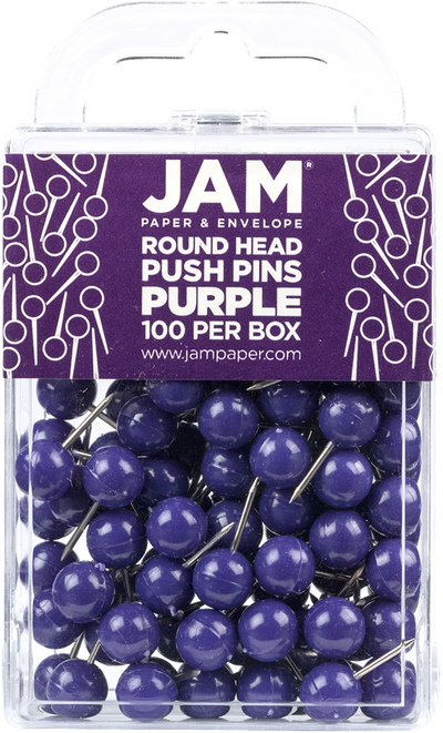 Purple Round Pushpins - 100 Pack