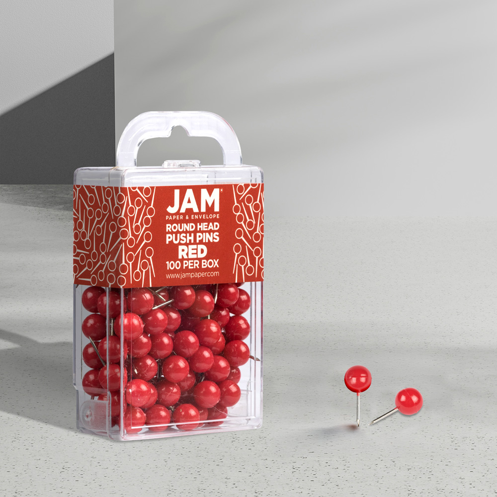 Red Round Pushpins - 100 Pack