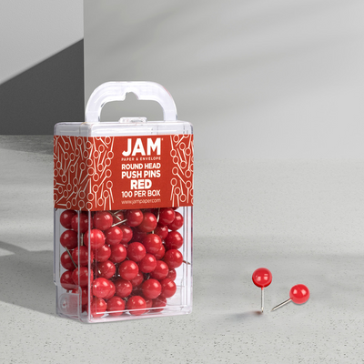 Red Round Pushpins - 100 Pack