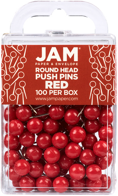 Red Round Pushpins - 100 Pack