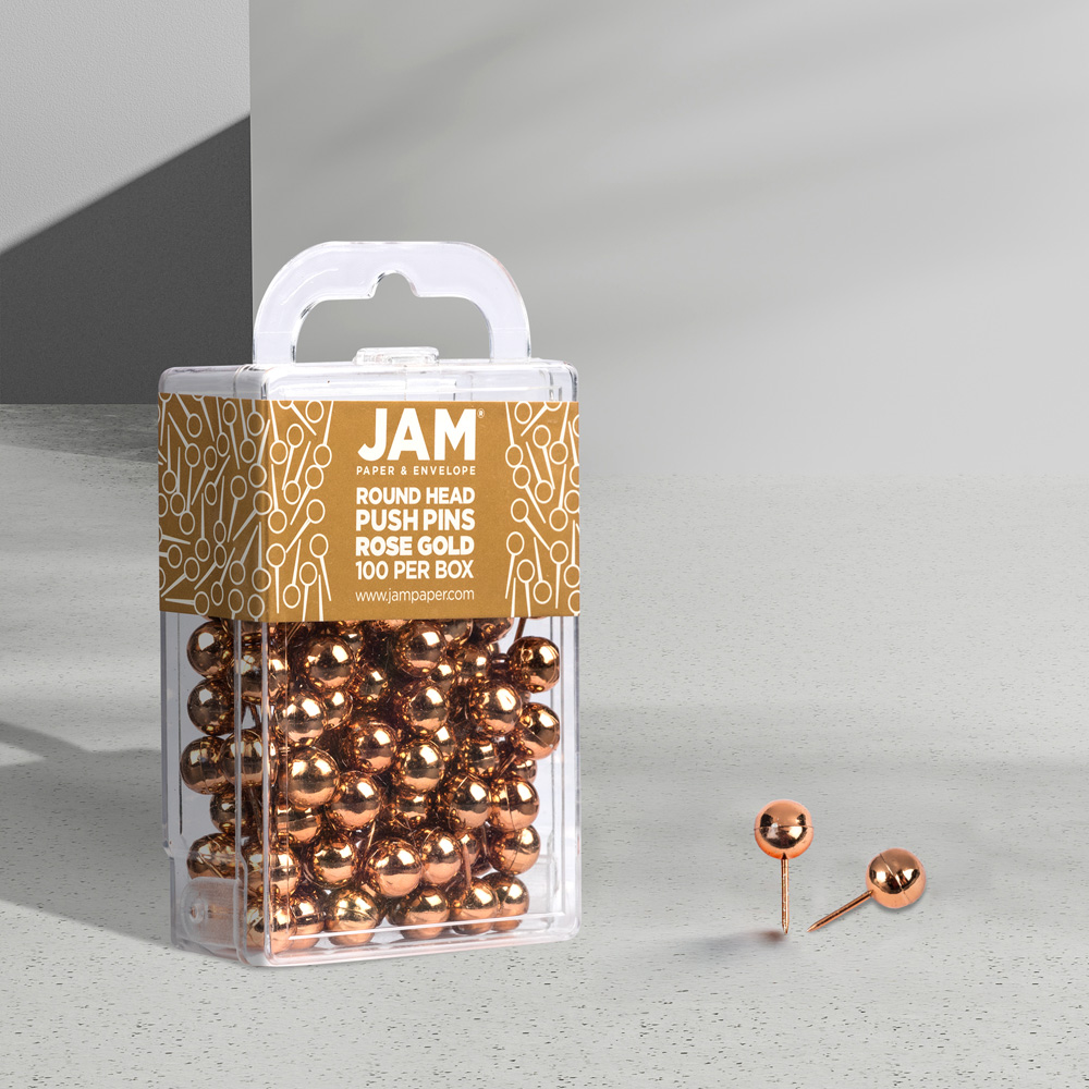 Rose Gold Round Pushpins - 100 Pack