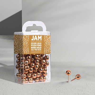 Rose Gold Round Pushpins - 100 Pack