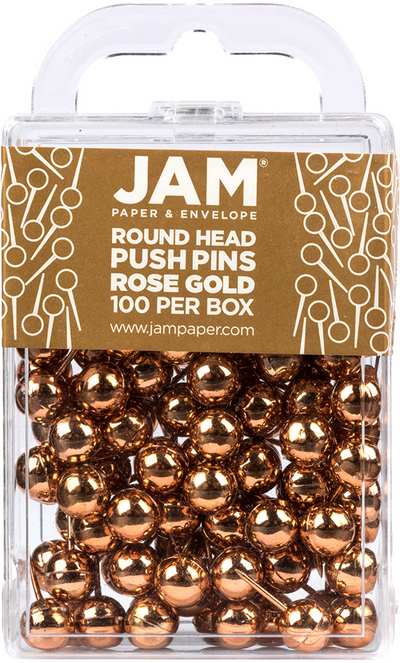 Rose Gold Round Pushpins - 100 Pack