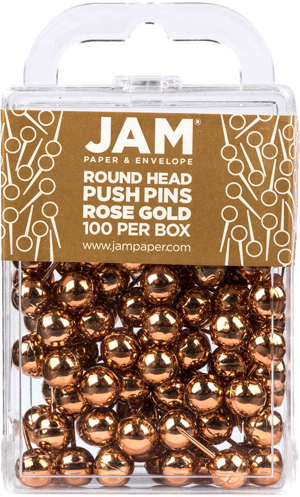 Rose Gold Round Pushpins - 100 Pack