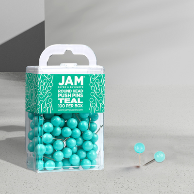 Teal Blue Round Pushpins - 100 Pack