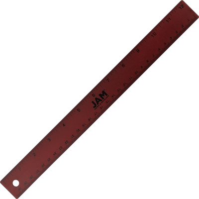 Burgundy Metallic 12 Inch Aluminum Ruler