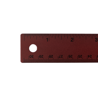 Burgundy Metallic 12 Inch Aluminum Ruler