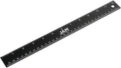 Black Metallic 12 Inch Aluminum Ruler