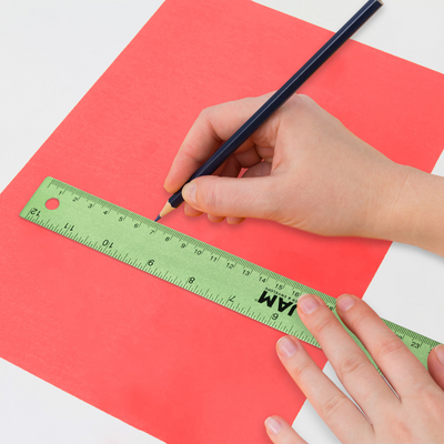Lime Green 12 Inch Aluminum Ruler