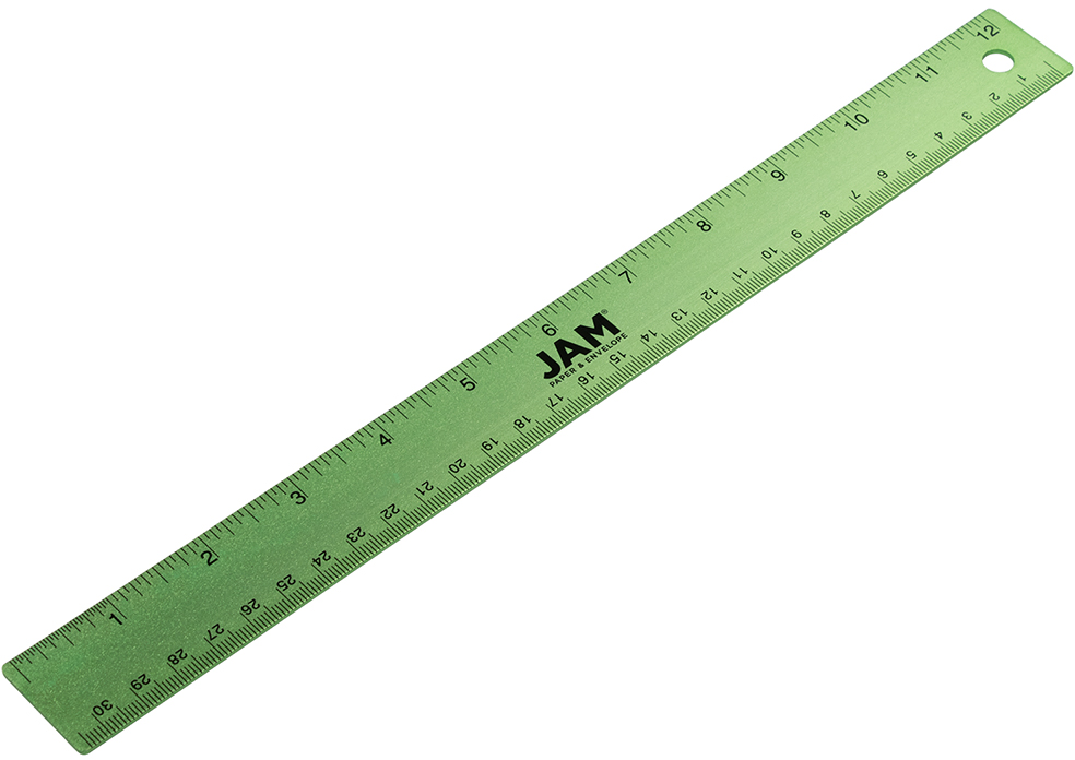 Lime Green 12 Inch Aluminum Ruler