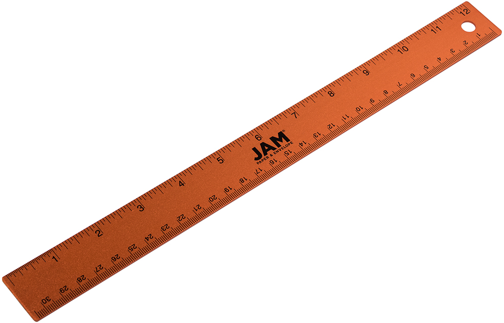Orange Metallic 12 Inch Aluminum Ruler