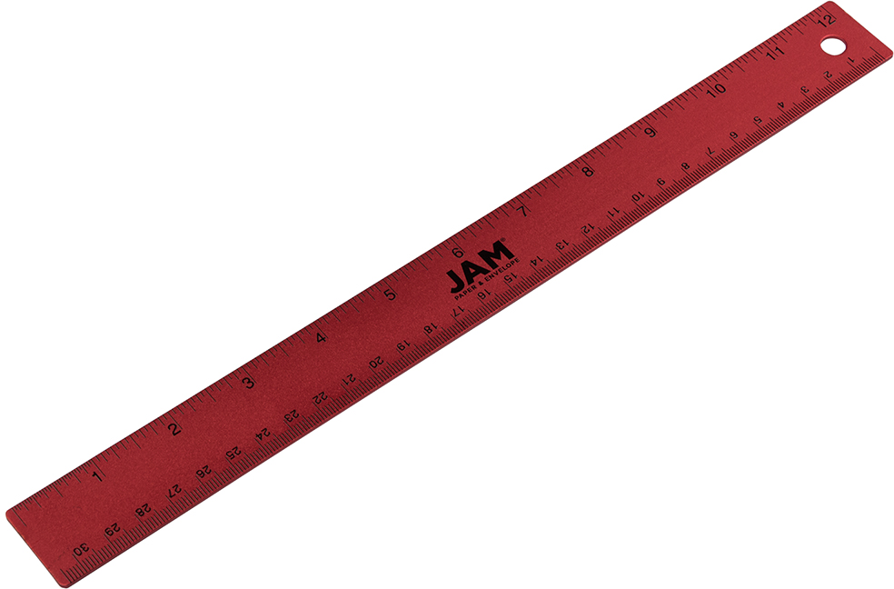 Red Metallic 12 Inch Aluminum Ruler