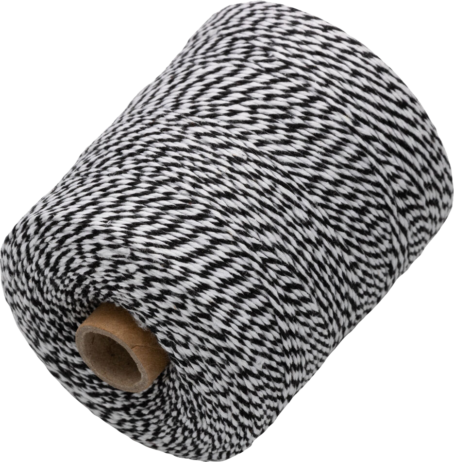 Black and White 500 Yards Bakers Twine Ribbon