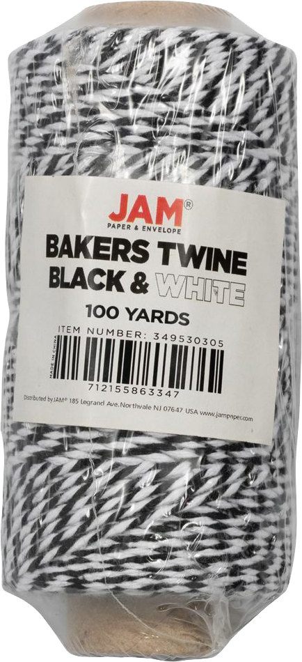 Black and White 100 Yards Bakers Twine Ribbon