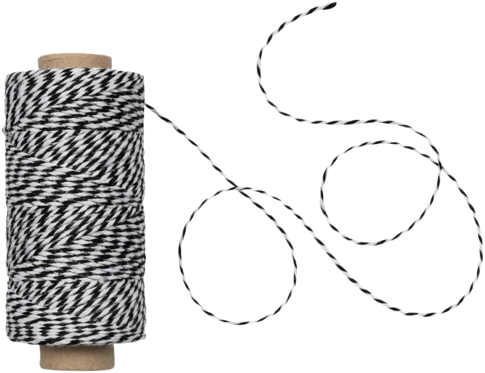 Black and White 100 Yards Bakers Twine Ribbon