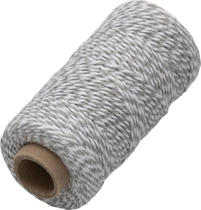 Gray and White 100 Yards Bakers Twine Ribbon
