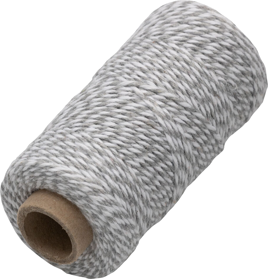 Gray and White 100 Yards Bakers Twine Ribbon