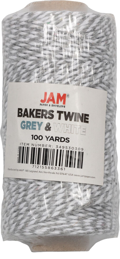 Gray and White 100 Yards Bakers Twine Ribbon