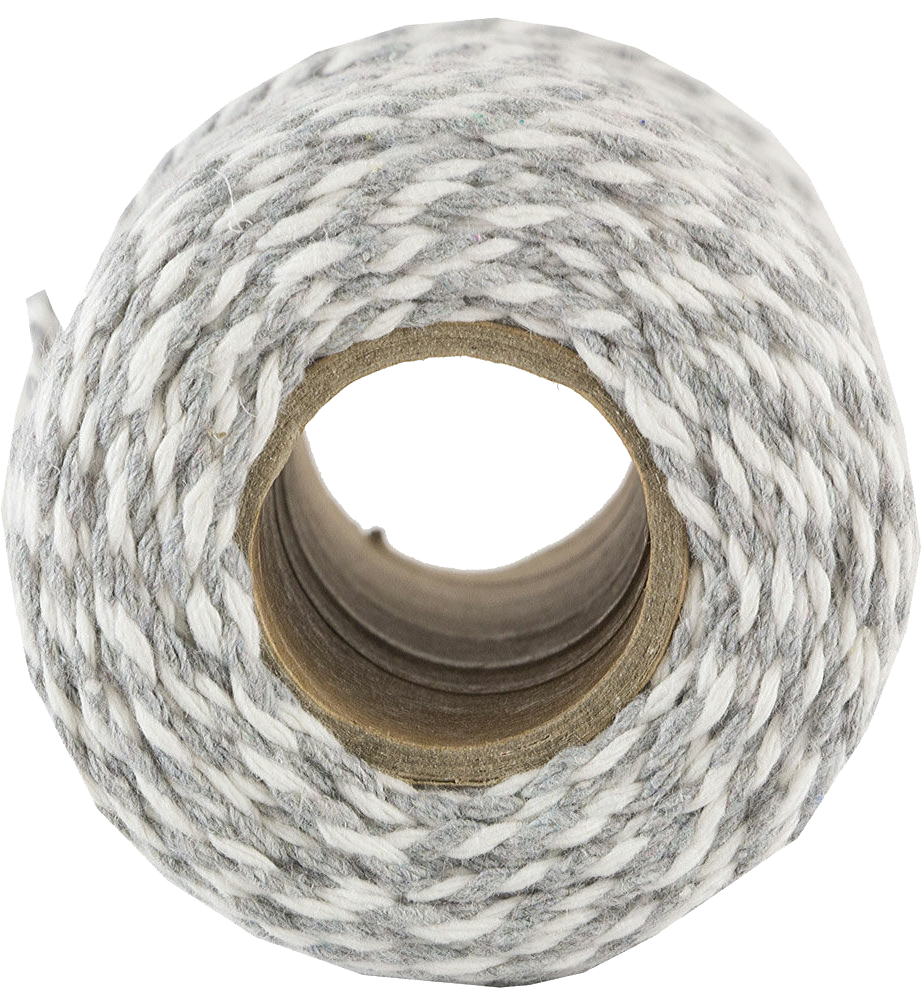 Gray and White 100 Yards Bakers Twine Ribbon
