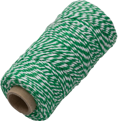 Green and White 100 Yards Bakers Twine Ribbon