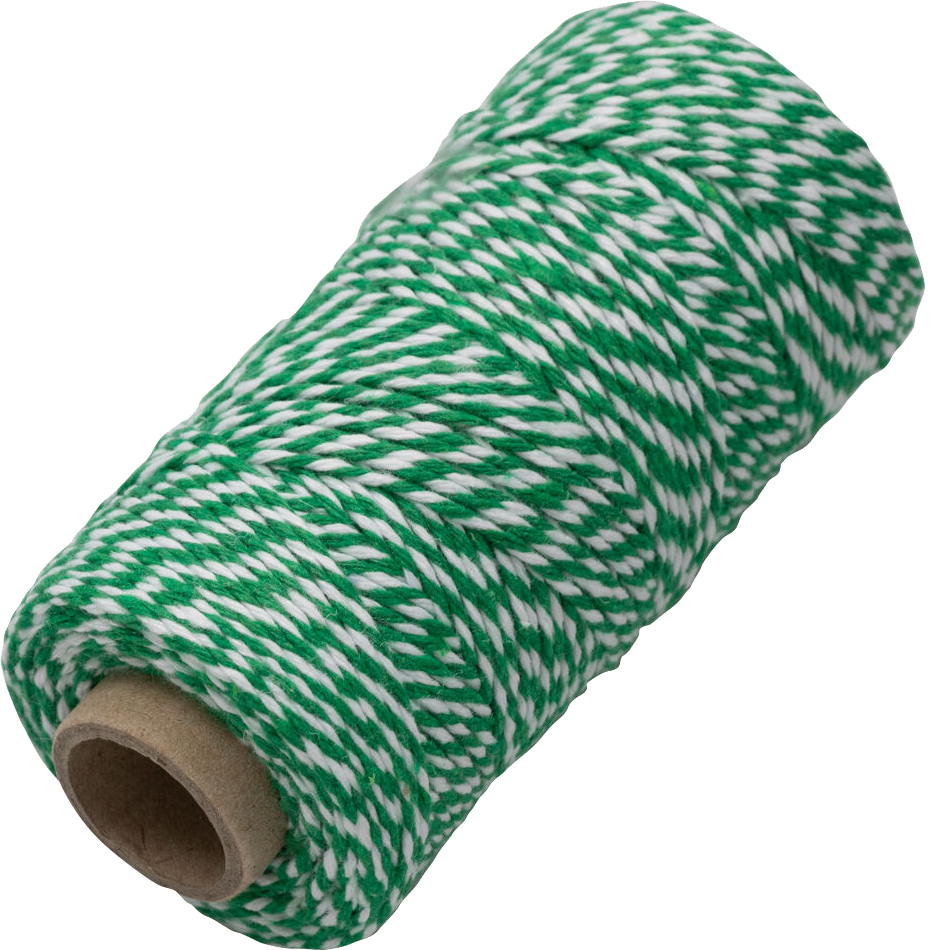 Green and White 100 Yards Bakers Twine Ribbon
