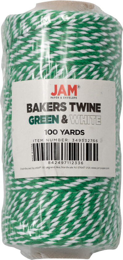 Green and White 100 Yards Bakers Twine Ribbon