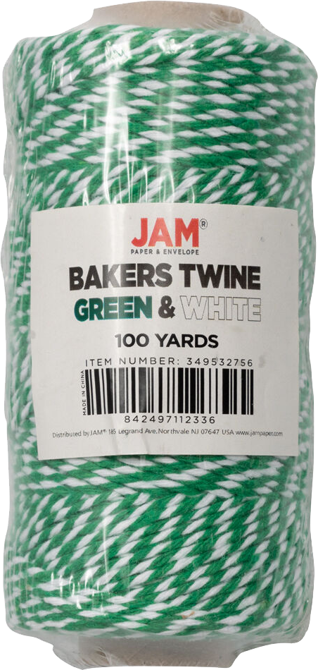 Green and White 100 Yards Bakers Twine Ribbon
