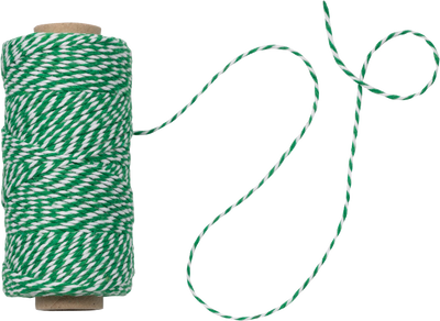 Green and White 100 Yards Bakers Twine Ribbon
