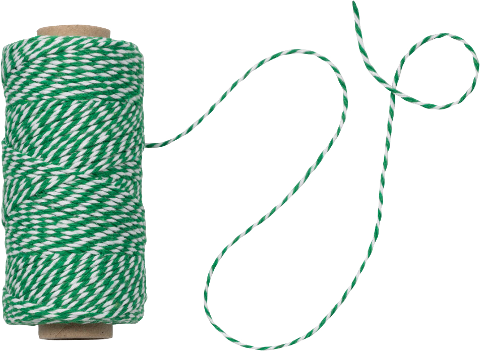 Green and White 100 Yards Bakers Twine Ribbon