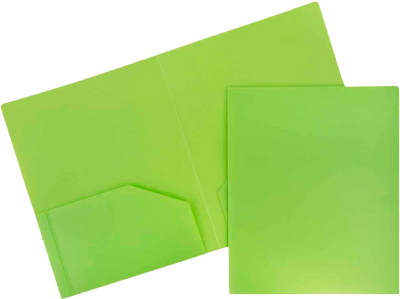 Lime Green 9 x 12 Plastic Heavy Duty Folders