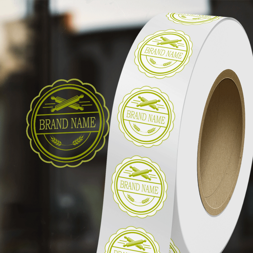 Clear 1 5/8 x 1 5/8 Inch Roll of Scallop Shaped Labels - DIY Promotional Project Tear Resistant with High Gloss Film Layer