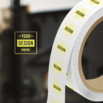 Clear 1 x 1 Inch Roll of Square Labels - Tear Resistant with High Gloss Film Layer