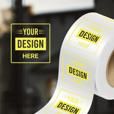 Clear 3 x 3 Inch Roll of Square Labels - Tear Resistant with High Gloss Film Layer