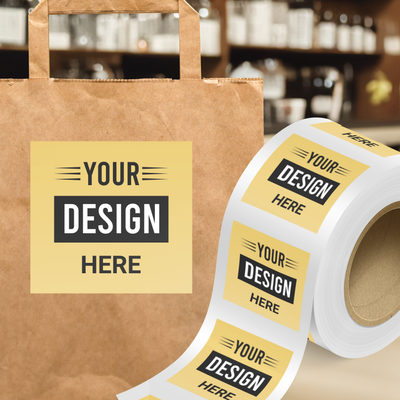 Gold Foil 3 x 3 Inch Roll of Square Labels - Durable with Metallic Finish