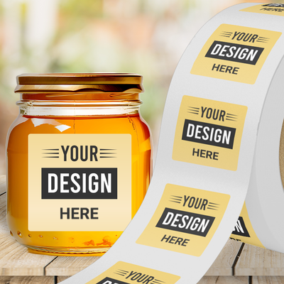 Gold Foil 4 x 4 Inch Roll of Square Labels - Durable with Metallic Finish