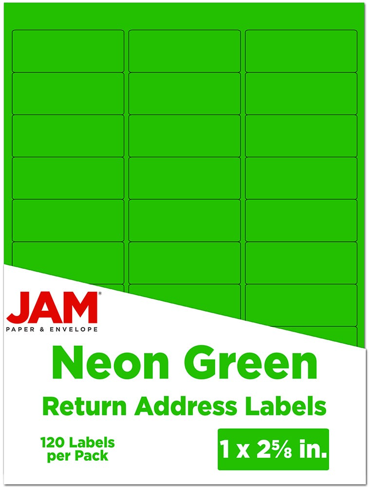 Assorted Neon 1 x 2 5/8 Return Address Labels