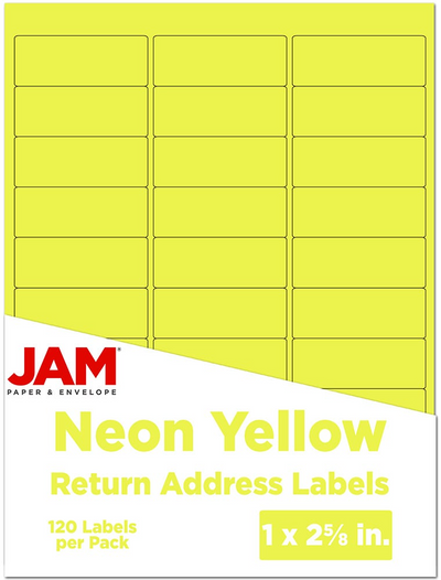 Assorted Neon 1 x 2 5/8 Return Address Labels