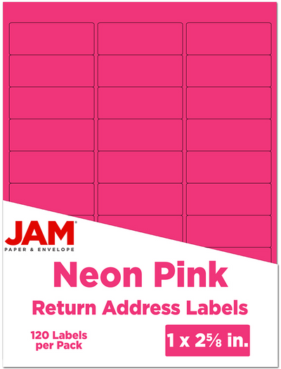 Neon Pink 1 x 2 5/8 Return Address Labels