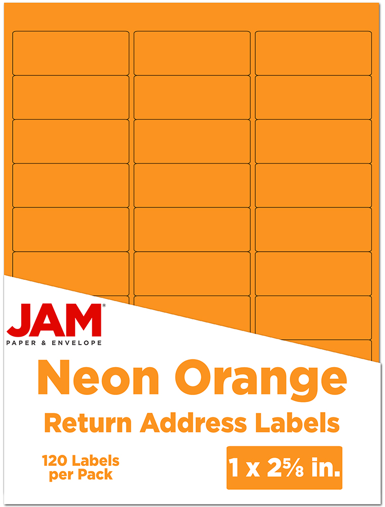 Neon Orange 1 x 2 5/8 Return Address Labels