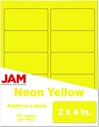 Neon Yellow 2 x 4 Address Labels