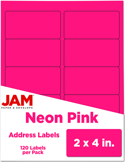 Neon Pink 2 x 4 Address Labels